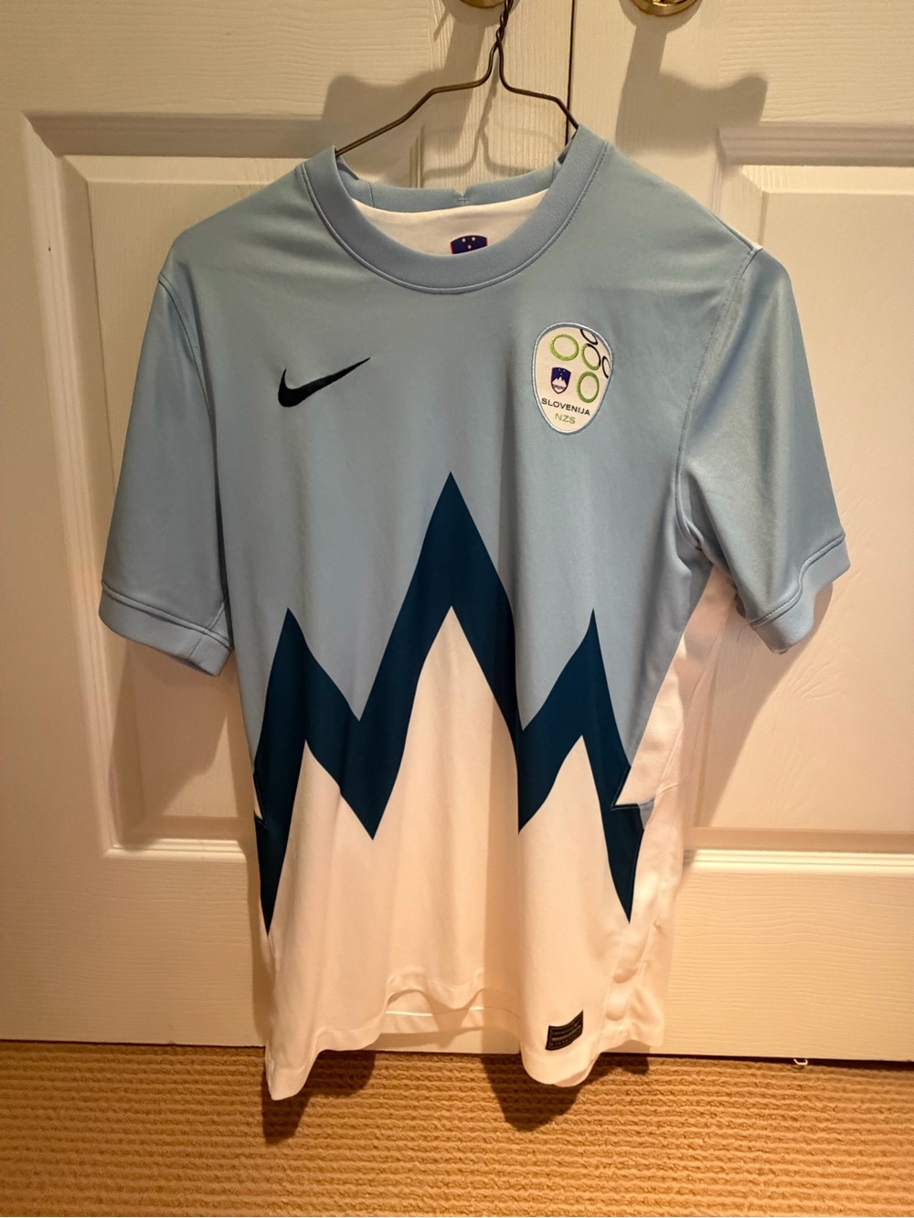 Men's Nike Light Blue/White Slovenia National Team 2020/21 Home Stadium Replica